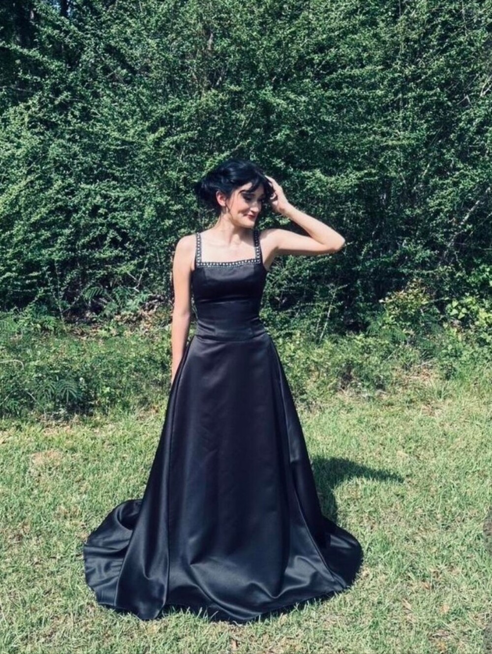 Vintage 90s B2 Jasmine Bridal Black Satin Prom Dress 4